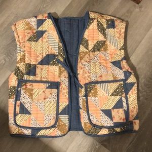 Quilted Patchwork Vest - Reversible